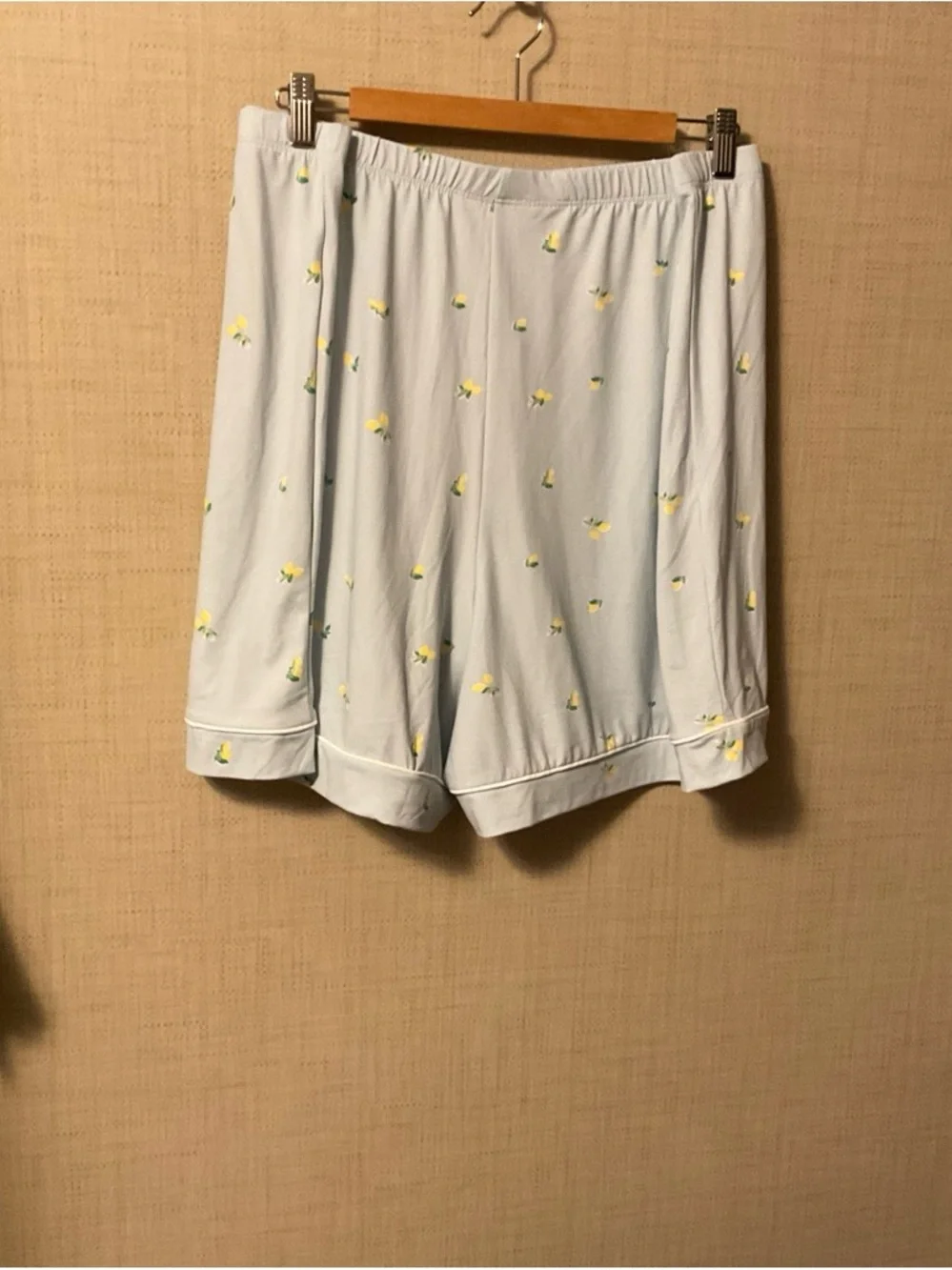 Cato Light Blue Short-Sleeve Pajama Top with Yellow Lemon Print